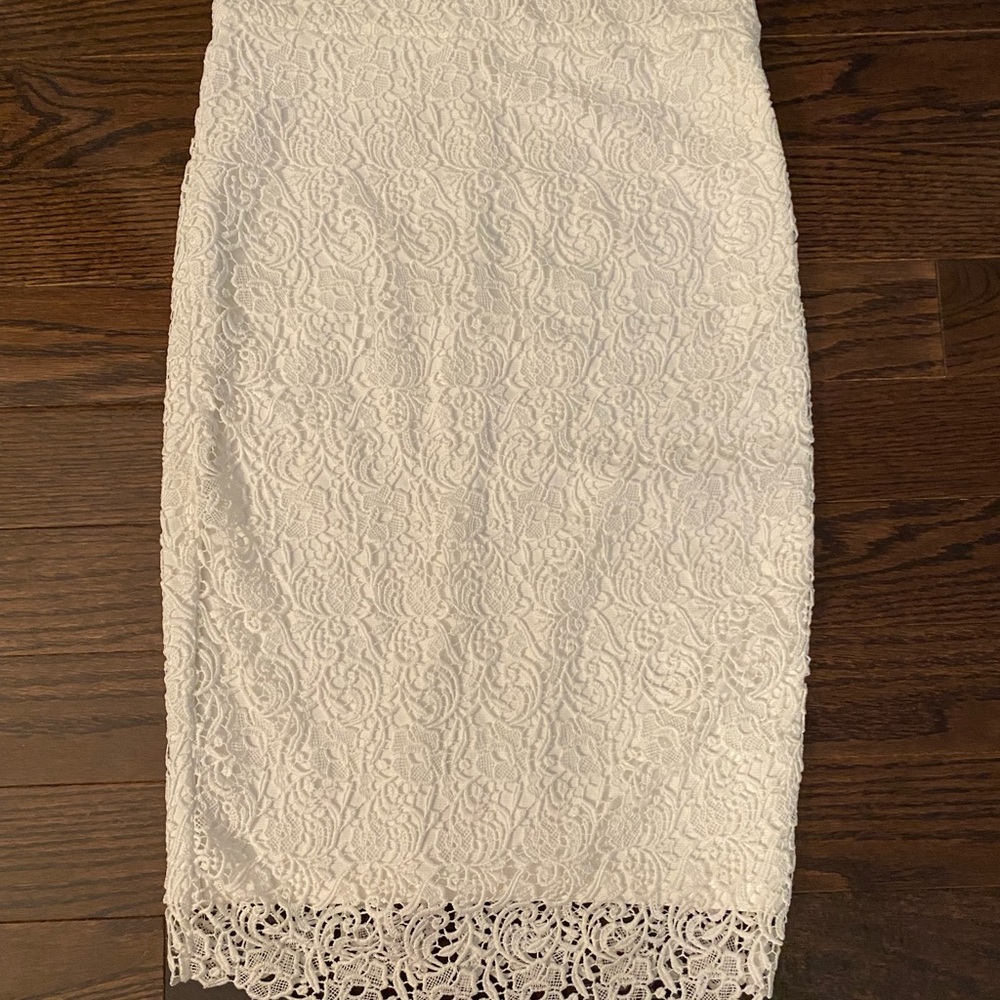 Zara White Lace Pencil Skirt